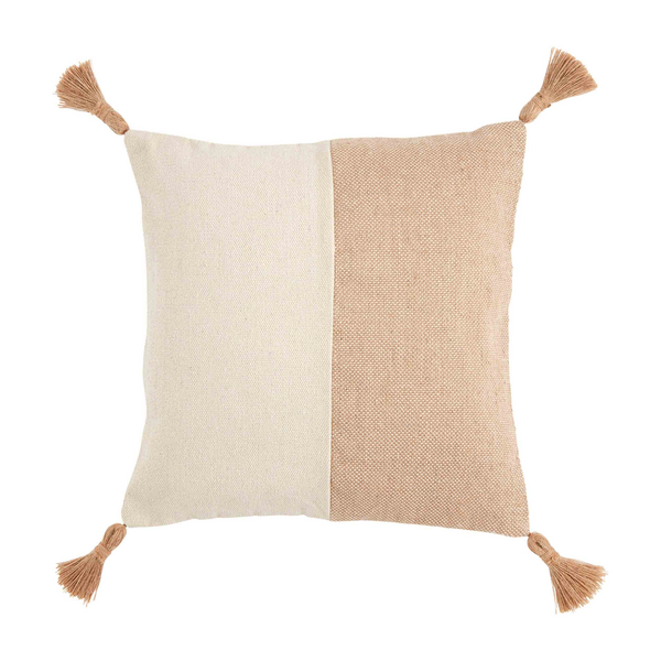 MUDPIE SQUARE JUTE LONG TASSEL PILLOW