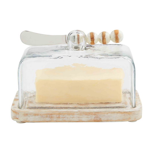 MUDPIE BEADED GLASS BUTTER DISH