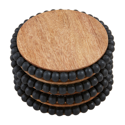 MUDPIE BLACK BEADED COASTERS