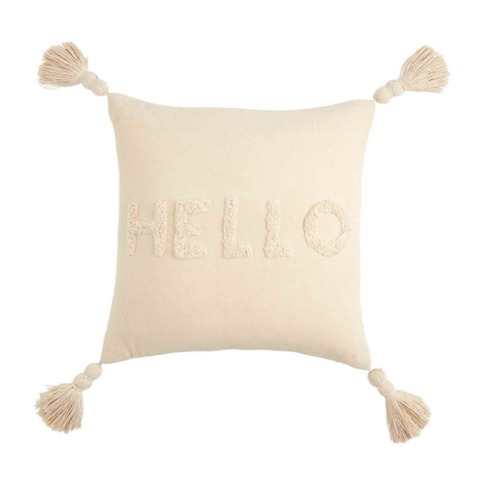 MUDPIE SQUARE HELLO PILLOW