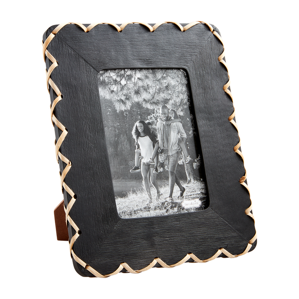 MUDPIE 5X7 BLACK WOOD WOVEN FRAME